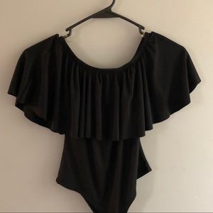 Black Off The Shoulder Body Suit